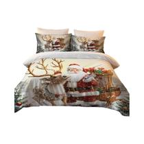 Conjunto De Cama De Natal Com Estampa Do Papai Noel, 3 Peças, Capa De Edredom Macia E Sem Núcleo,