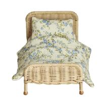 Conjunto De Cama De Rattan Em Cores Claras Para Casa De Bonecas Miniatura 1:8-1:12 Mobiliário Bjd