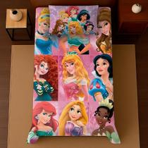 Conjunto de cama de solteiro 2 peças Princesas Lençol e fronha