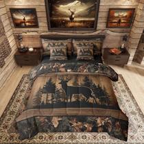 Conjunto de cama Erosebridal de 7 peças Farmhouse Deer Twin com lençóis