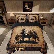 Conjunto de Cama Feelyou Tamanho Casal 7 Peças Estampa de Veado Marrom Conjunto de Cama Feelyou Tamanho Casal 7 Peças Estampa de Veado Marrom