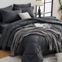 Conjunto de Cama HEVUMYI King Oversized Cinza Escuro 7 Peças Conjunto de Cama HEVUMYI King Oversized Cinza Escuro 7 Peças