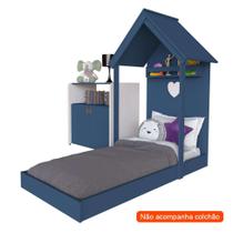 Conjunto de Cama Infantil com Armário Helena 2 PT Azul