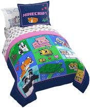 Conjunto de cama Jay Franco Minecraft Animal Patch Twin com edredom