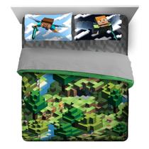 Conjunto de cama Jay Franco Minecraft Daytime Queen com edredom Conjunto de cama Jay Franco Minecraft Daytime Queen com edredom