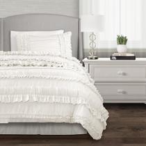 Conjunto de Cama Lush Decor Belle Twin XL 3 Peças Branco