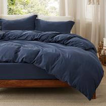 Conjunto de Cama Queen Bedsure - Capa de Edredom e Lençol Azul Marinho