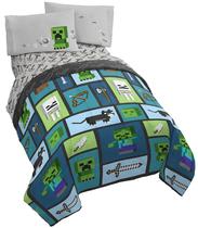 Conjunto de cama Twin Size Jay Franco Minecraft Chibi College 4 peças