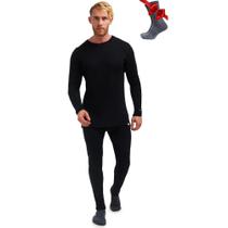 Conjunto de Camada Base Merino.tech Lã Midweight para Homem Tamanho Grande Preto Conjunto de Camada Base Merino.tech Lã Midweight para Homem Tamanho Grande Preto