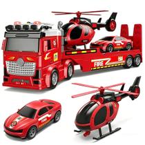 Conjunto de Caminhão de Bombeiros DWIRCTOYS 25" com Helicóptero Conjunto de Caminhão de Bombeiros DWIRCTOYS 25" com Helicóptero