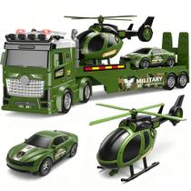 Conjunto de Caminhão Militar DWIRCTOYS 25" com Helicóptero e Carro Conjunto de Caminhão Militar DWIRCTOYS 25" com Helicóptero e Carro