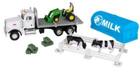 Conjunto de Caminhão Semi e Trator Tanque de Leite em Escala 1/32 John Deere