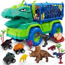 Conjunto de caminhões Dinosaur MindPal 19 em 1 com 3 carros Pull Back