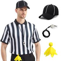 Conjunto de Camisa de Árbitro WooWee com Gola com Zíper, Apito, Boné e Bandeira Conjunto de Camisa de Árbitro WooWee com Gola com Zíper, Apito, Boné e Bandeira