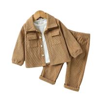 Conjunto De Camisa De Manga Longa Para Menino, Casaco E Calça, 3-24 Meses, Roupas Sólidas De Outono