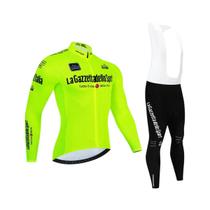 Conjunto de Camisa e Calça de Ciclismo Masculina - Manga Longa - Team Tour de Itália Giro MTB Road Bike