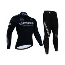 Conjunto de Camisa e Calça de Ciclismo Masculina - Manga Longa - Team Tour de Itália Giro MTB Road Bike