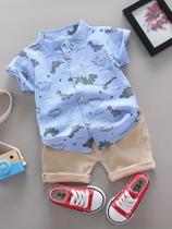 Conjunto De Camisa E Shorts De Manga Curta Com Estampa De Dinossauro Infantil De Verão Para Crianças