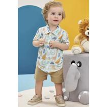 Conjunto de Camisa em Malha Wave e Bermuda em Sarja Luc.Boo