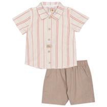 Conjunto de Camisa em Tecido Plano Bermuda em Linho Ecologico - NinieBambini