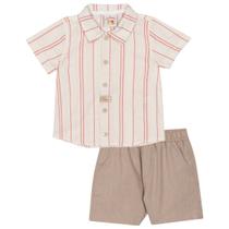 Conjunto de Camisa em Tecido Plano Bermuda em Linho Ecologico - NinieBambini Conjunto de Camisa em Tecido Plano Bermuda em Linho Ecologico - NinieBambini
