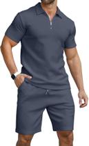Conjunto de camisa polo e shorts KUYIGO Summer Casual para homens, azul marinho