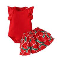 Conjunto de Camisas com Estampa de Melancia - Moda Verão para Bebês e Meninas Conjunto de Camisas com Estampa de Melancia - Moda Verão para Bebês e Meninas