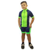 Conjunto de camiseta com bolso na costa e bermuda para ciclismo infantil - D.A Modas