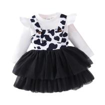 Conjunto De Camiseta Confortável De Cor Sólida E Saia De Tule Para Meninas De 1 a 4 Anos, Manga