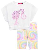 Conjunto de camiseta da Barbie com shorts de bicicleta para meninas de 3 a 4 anos Conjunto de camiseta da Barbie com shorts de bicicleta para meninas de 3 a 4 anos