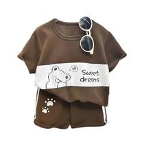 Conjunto De Camiseta De Manga Curta E Shorts Estilo Coreano Para Meninos De Verão 1-6 Anos Roupas Da