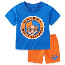 Conjunto de camiseta de manga curta e shorts laranja Blippi para meninos Conjunto de camiseta de manga curta e shorts laranja Blippi para meninos