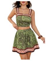 Conjunto de camiseta e saia femininas Outfit Floerns Tropical Crop Conjunto de camiseta e saia femininas Outfit Floerns Tropical Crop