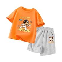 Conjunto De Camiseta E Shorts Com Estampa Do Mickey Da Disney Para Crianças, Verão, Duas Peças, Para