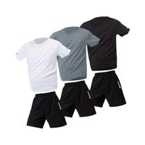 Conjunto De Camiseta E Shorts De Fitness Masculino plus Size De Secagem Rápida Com Mangas Curtas
