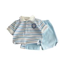 Conjunto De Camiseta Listrada E Shorts De Verão Para Meninos E Meninas, Moda Casual Infantil, 2 Conjunto De Camiseta Listrada E Shorts De Verão Para Meninos E Meninas, Moda Casual Infantil, 2