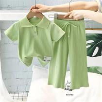 Conjunto De Camiseta Polo De Verão Para Meninas, Manga Curta, Calças, 2 Peças, Roupa Casual Sólida