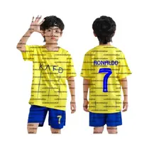 Conjunto De Camisetas De Futebol Cristiano Ronaldo Para Crianças E Adultos, Secagem Rápida E