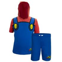 Conjunto de camisetas e shorts com capuz para Nintendo Super Mario B