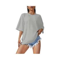 Conjunto De Camisetas Femininas plus Size 100% Algodão 5 Peças Macias Confortáveis Casuais Azul