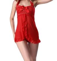 Conjunto De Camisola Sexy De Renda Transparente Com Costas Descobertas E Tanga Para Mulheres,