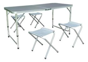 Conjunto De Camping Cinza 5 Pecas Mesa E 4 Bancos - Cinza