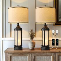 Conjunto de candeeiros de mesa com 2 portas USB G-SAFAVA 63cm pretas Conjunto de candeeiros de mesa com 2 portas USB G-SAFAVA 63cm pretas