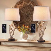 Conjunto de candeeiros de mesa Dungoo Rustic Western 26 cm com 2 portas USB x2 Conjunto de candeeiros de mesa Dungoo Rustic Western 26 cm com 2 portas USB x2