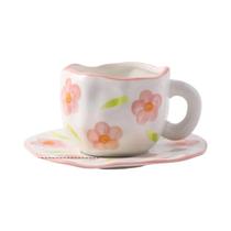 Conjunto De Caneca De Café De Cerâmica Pintada À Mão Com Pires Para Leite, Suco E Chá Para Casa E