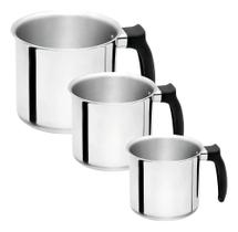 Conjunto De Canecao Leiteira Fervedor Polido 3 Pç. 12/14/16