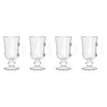 Conjunto de Canecas com 4 Peças em Vidro Cappuccino Creme CV244727 Cazza