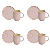 Conjunto de Canecas com Pires 04 Peças Linhas Litchi Porto Brasil