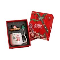 Conjunto De Canecas Criativas De Natal Em Cerâmica Com Tampa E Colher, Presente Divertido E