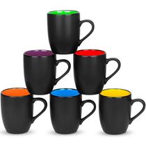 Conjunto de canecas de café DeeCoo, pacote com 6, 480 ml de porcelana preta fosca